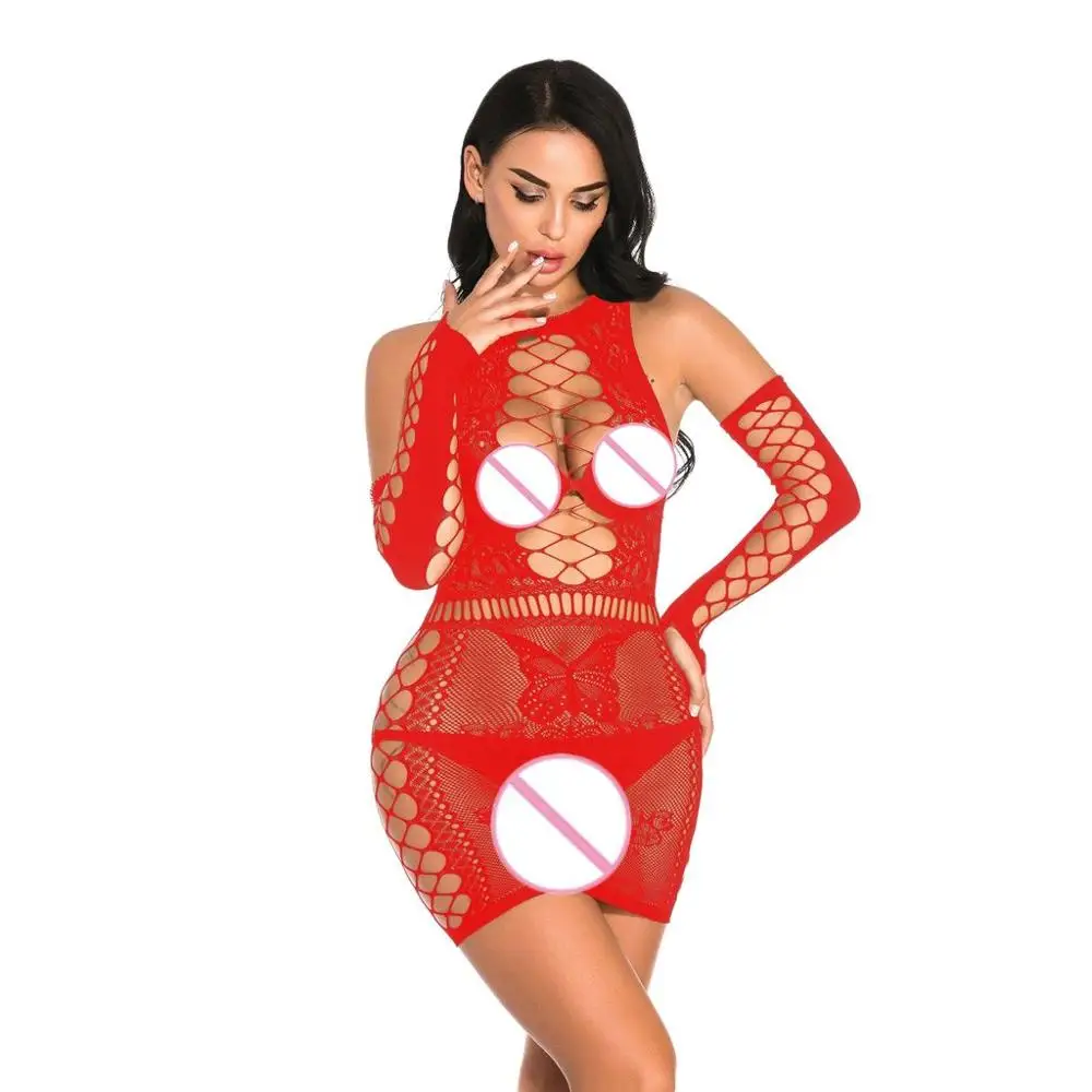 Женское модное сексуальное нижнее белье в сеточку с открытой спиной ночная