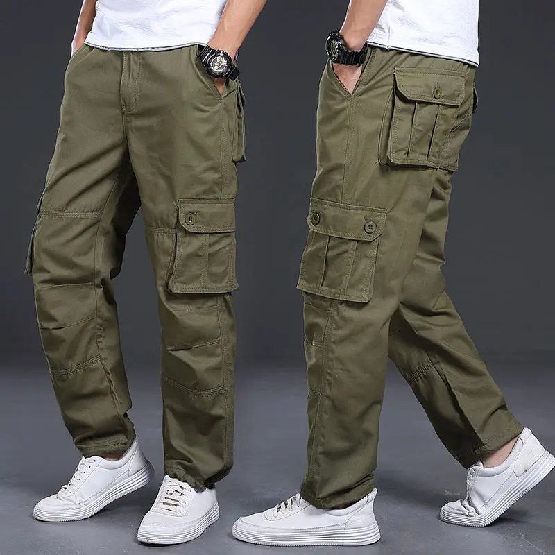

2021 New Spring Men's Cotton Cargo Pants Clothing Autumn Casual Fashion Elastic Waist Quality Pantalones Tipo Cargo Pants Men