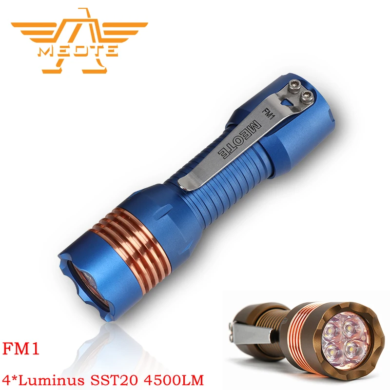 MEOTE FM1 4*Luminus SST20 4500lm 188m BLF Anduril UI 18650 Powerful LED Flashlight Lantern For Self Defense Camping EDC