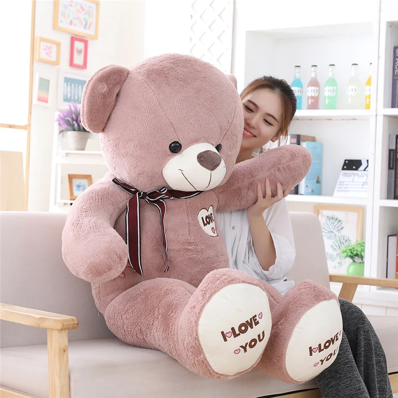 1 шт. большой плюшевый мишка I Love You, большая плюшевая игрушка, галстук-бабочка, плюшевый мишка, мягкий подарок на день Святого Валентина, День рождения, девочки, Brinquedos