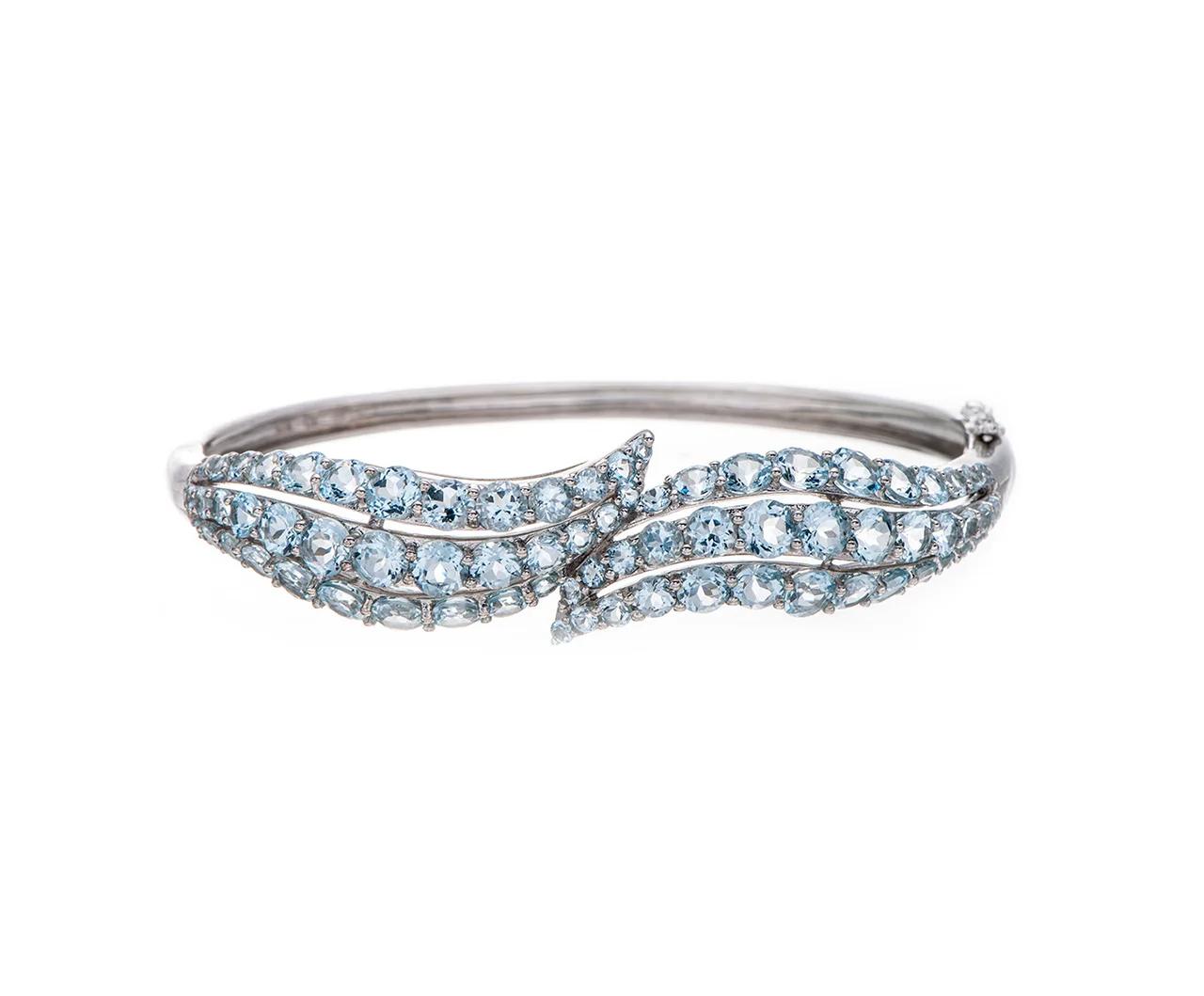 

Aquamarine Rhodium Over Sterling Silver Bangel. bangles for women designer charms for s ancle gold plated