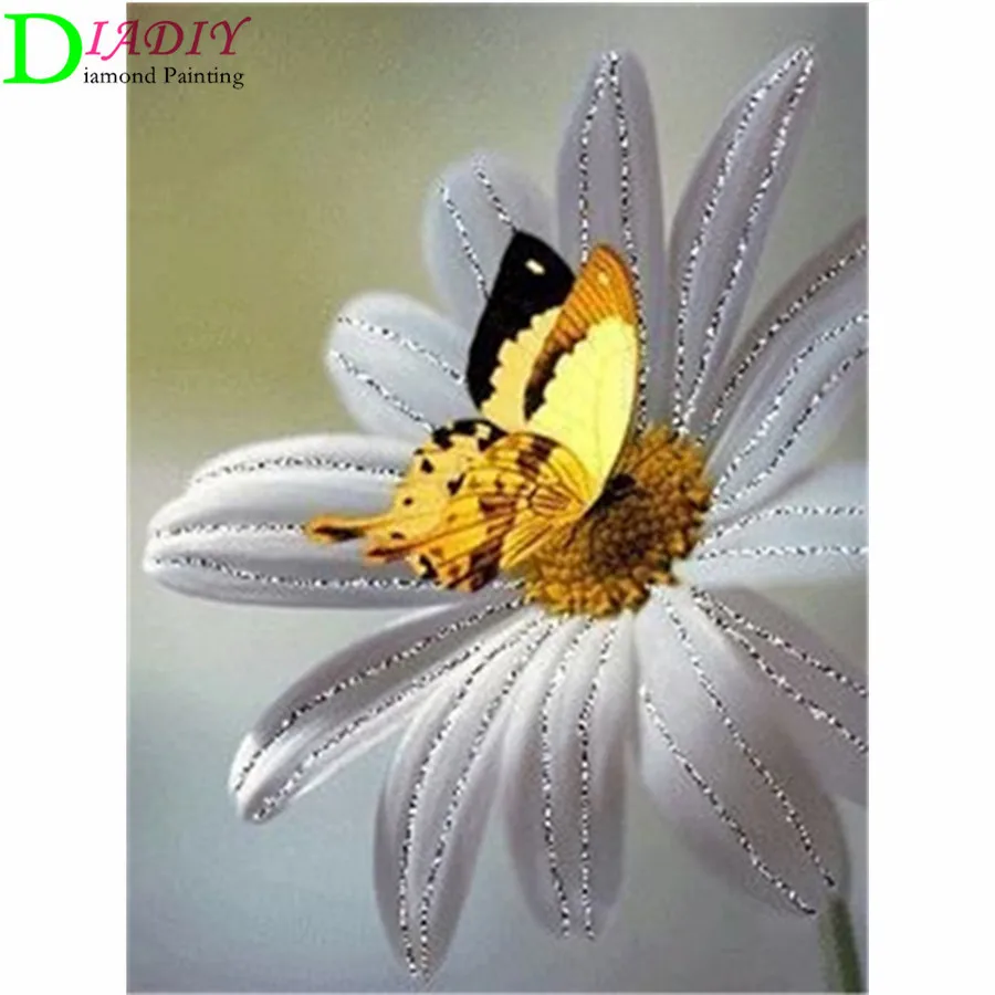 

Diy 5d Diamond Painting "Flower butterfly scenery" Cross Stitch Square Round Diamond Embroidery Handwork Rhinestone Art