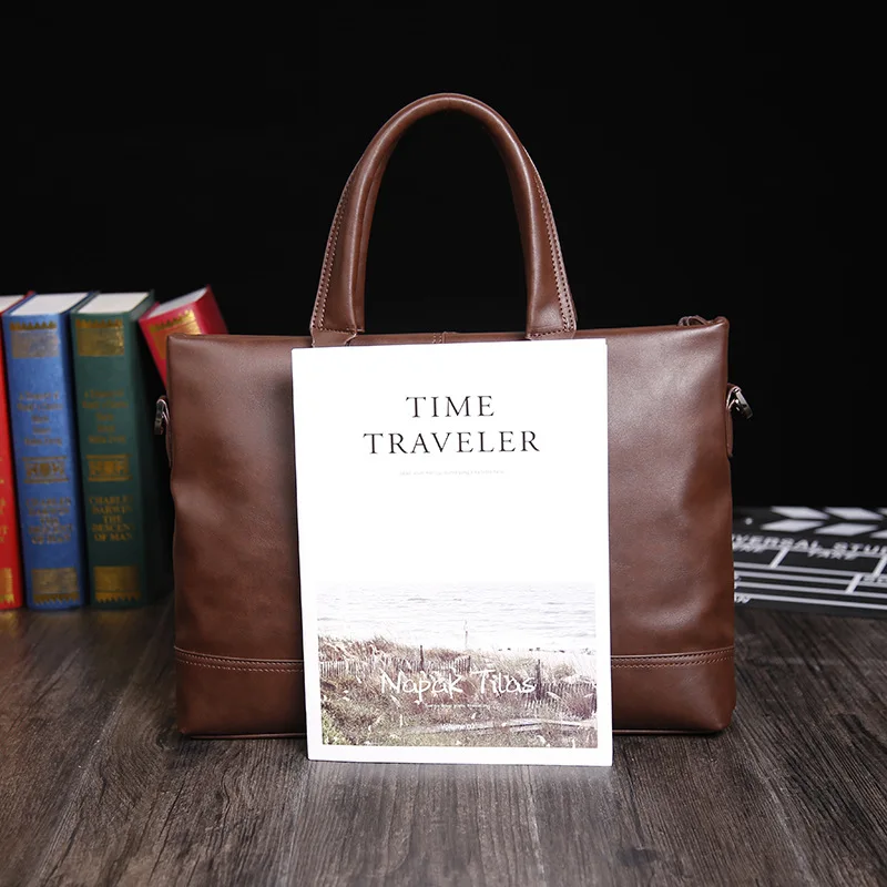 Модный мужской кожаный портфель 15 дюймов деловая сумка через плечо толстая