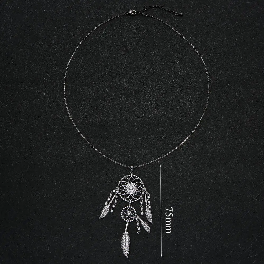 

Luxury Dreamcatcher Stackable Pendant Necklace Full Cubic Zircon Fashion Charm Women Party Jewelry Gift 2020 D1416