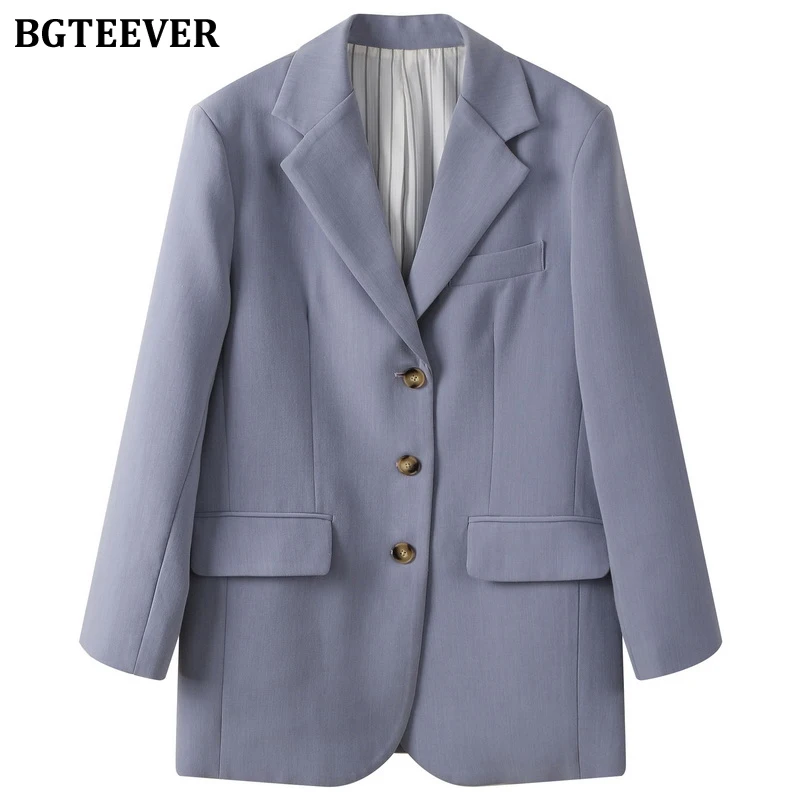 Элегантный фиолетовый Женский блейзер BGTEEVER однобортный свободный пиджак с