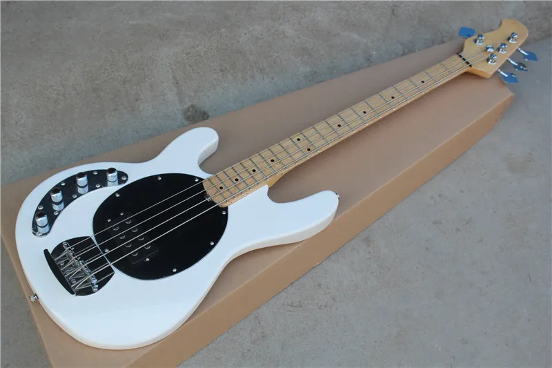 

High Quality White left hand 4 string music man Active pickups 9V battery guitar Electric Bass Guitar 111