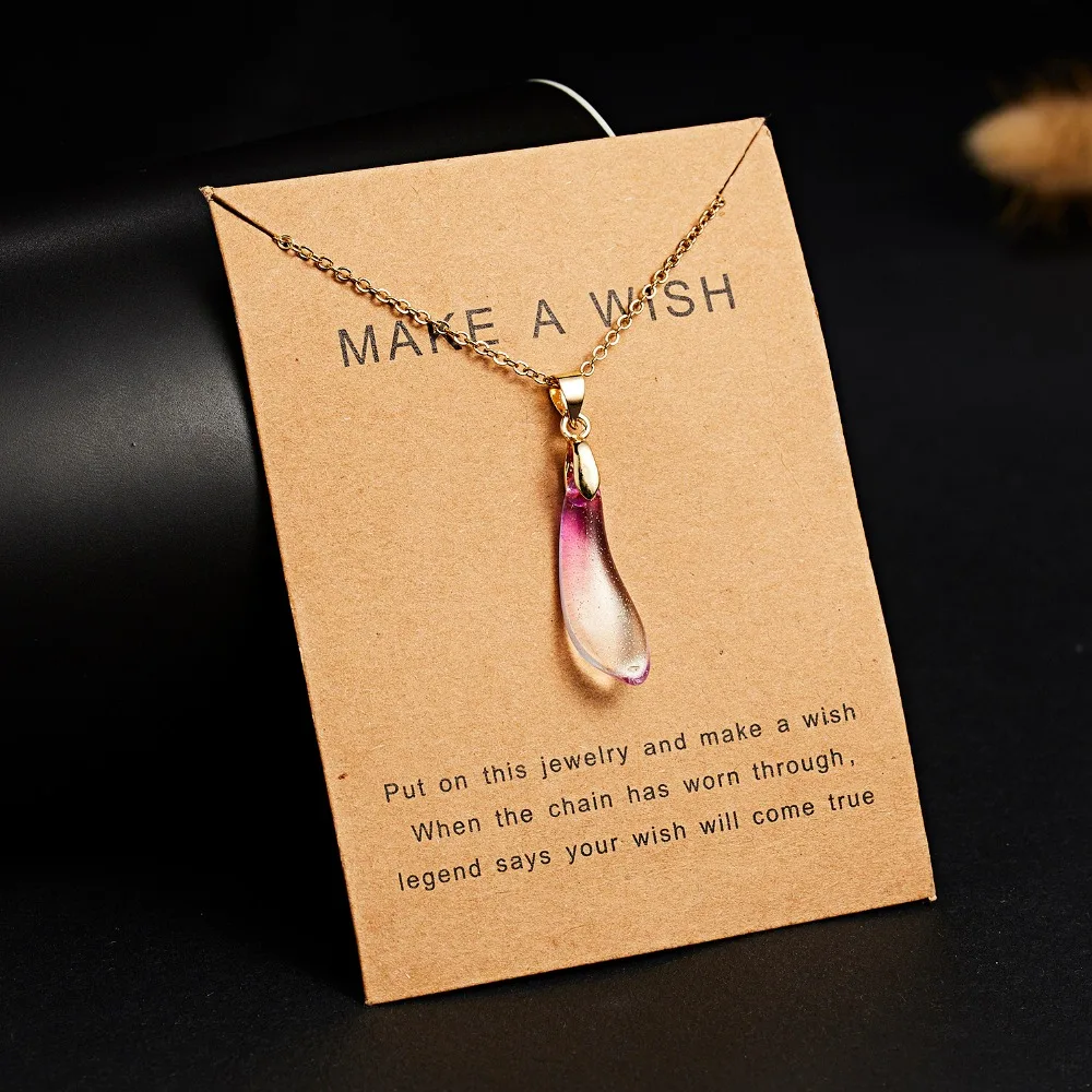Wish Card, чокер с медальоном с камнем, ожерелье для женщин, Золотая цепочка, ожерелье, Женский дружеский подарок, ювелирные изделия