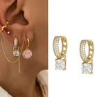 серьги 2021 тренд новинка  серьги женские  пирсинг обманка  Роскошные блестящие бриллианты для женщин, модные висячие серьги золотого цвета, пирсинг, манжеты для ушей, ювелирные изделия, трендовые аксессуары 2021