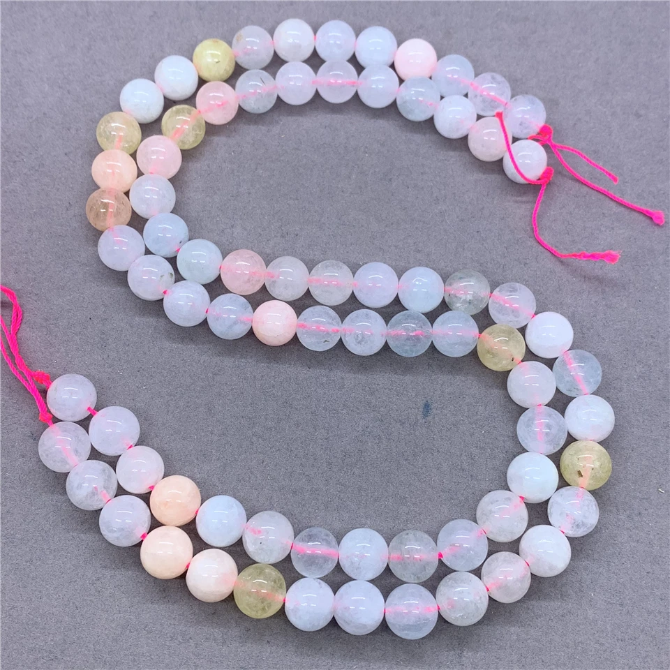 

6-10mm AA Pink Beryl Morganite Colorful Natural Stone Beads Round Gemstone Loose