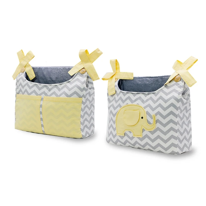 

2 Pcs Baby Crib Storage Bag Lace-up Hanging Organizer Cot Care Essentials Diaper Pocket Pouch