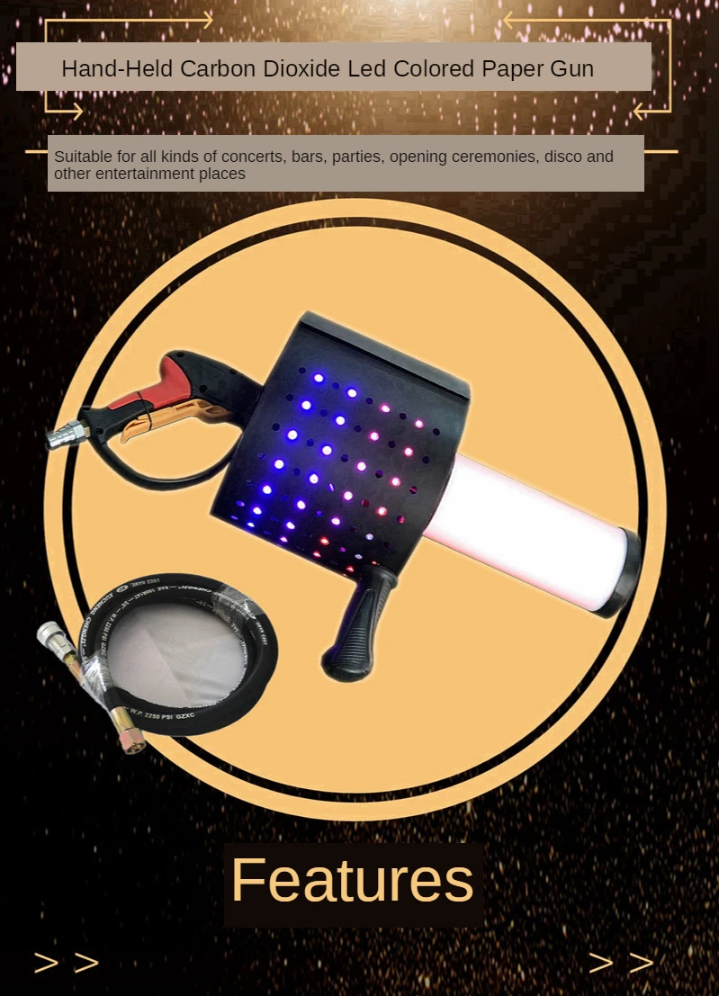 Handheld Led Co2 Gun Cryo LED CO2 Jet Machine Pistol Special Effects Cannon Guns Free Gas Hose Stage Lights DJ Disco | Освещение