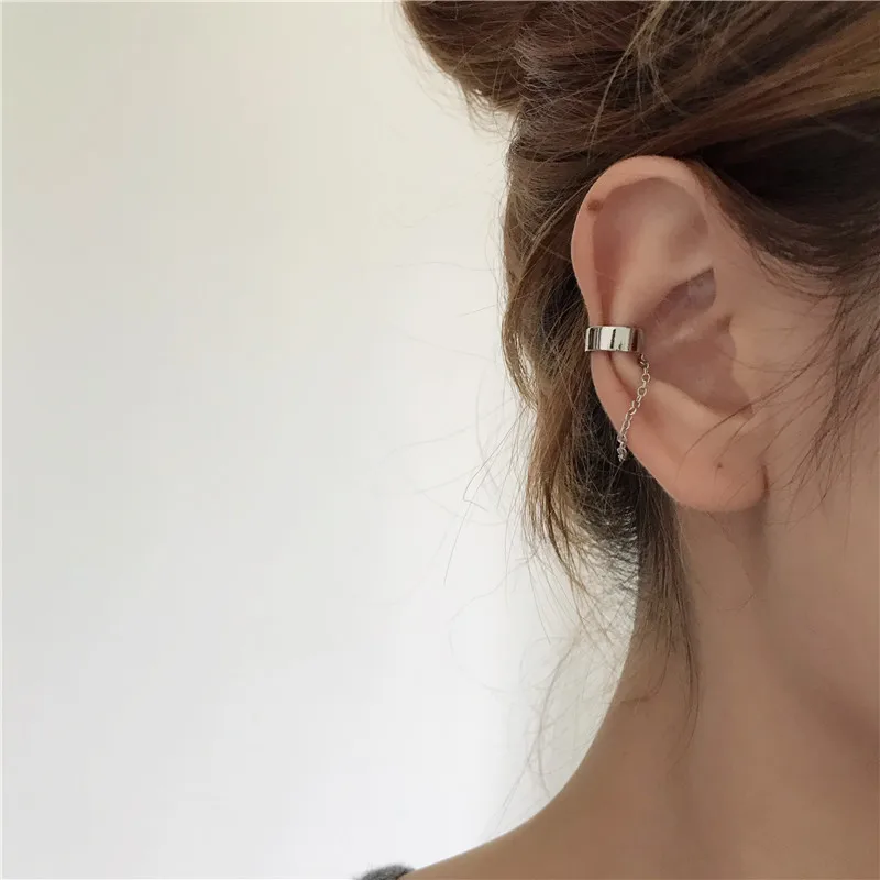 

Fashion Simple Punk Style Titlis Earrings for Womemn Ear Chain Alloy Clip Ear Buckle Fashion Jewelry Wholesale Clip Earring 2021