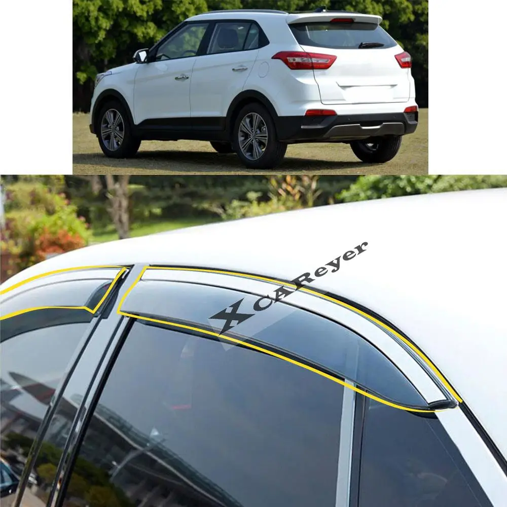 

For HYUNDAI Ix25 2014 2015 2016 2017 2018 2019 Car Body Styling Sticker Plastic Window Glass Wind Visor Rain/Sun Guard Vent Part