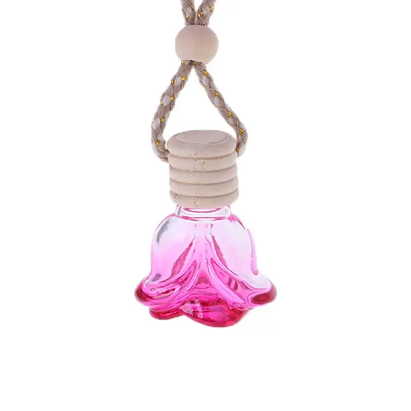 

2021 New Car Rose Shape Essential Oils Perfume Bottle Empty Hanging Bottle Air Freshener
