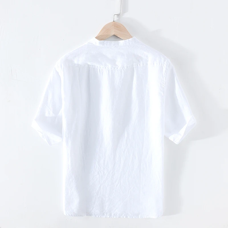 Мужские летние футболки 100% чистый лен повседневные топы с коротким рукавом