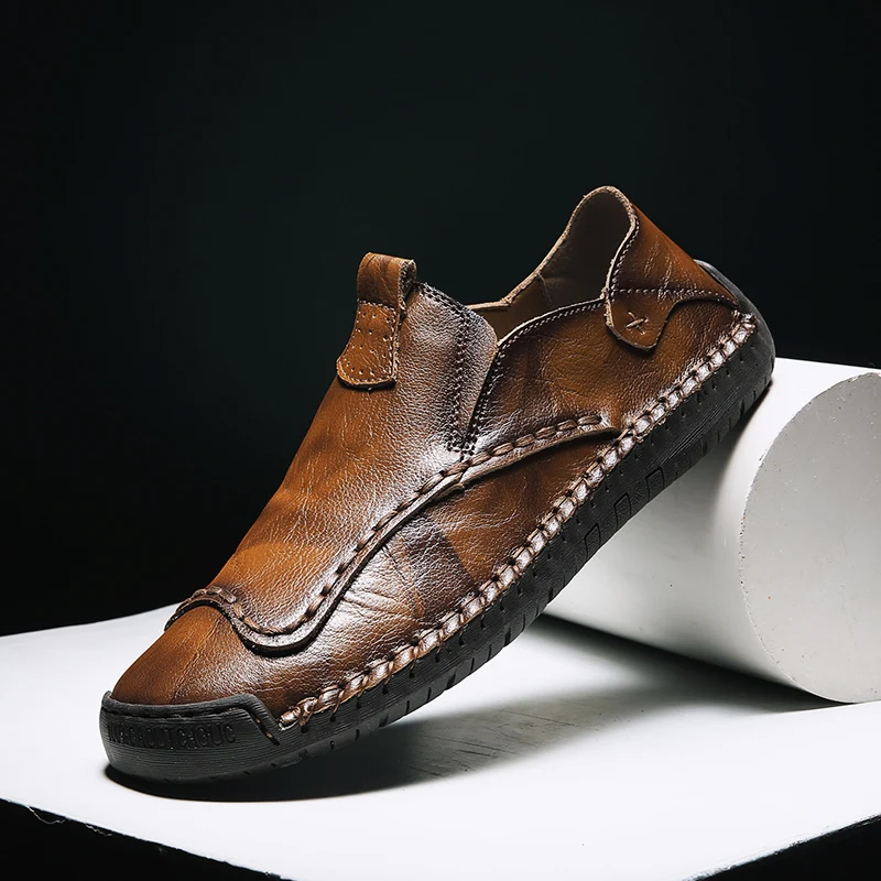 

New Men's Casual Shoes Fashion Genuine Leather Walking Loafers Breathable Slip on Moccasins Male Leisure Shoe Men Big Size 38-48