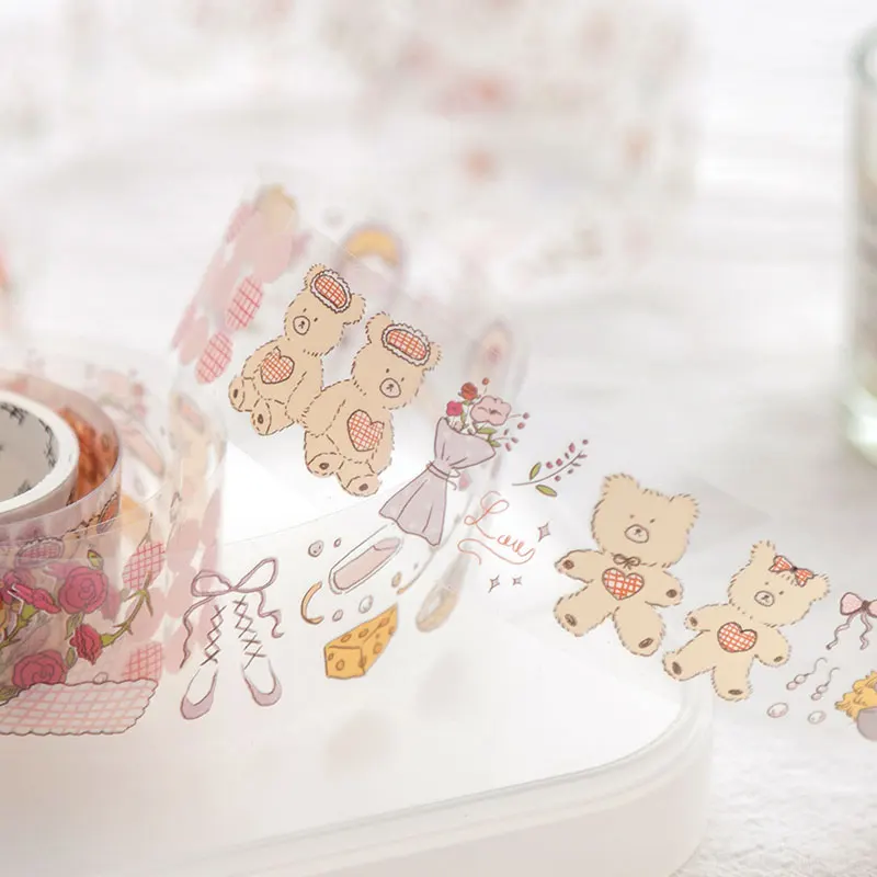 Прозрачные Ретро Кружева Цветы ПЭТ васи лента Diy украшения Скрапбукинг