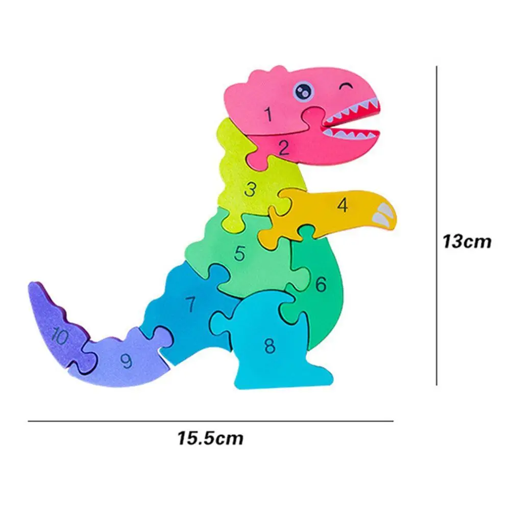 

1Pc New Wood Digital Dinosaur Puzzle Birthday Toy Children puzzels Preschool houten kinderen Boys Brain Girls Games Educati F1Z5