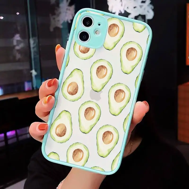 

Cute cartoon fruit avocado Phone Cases matte transparent For iphone 7 8 11 12 plus mini x xs xr pro max cover