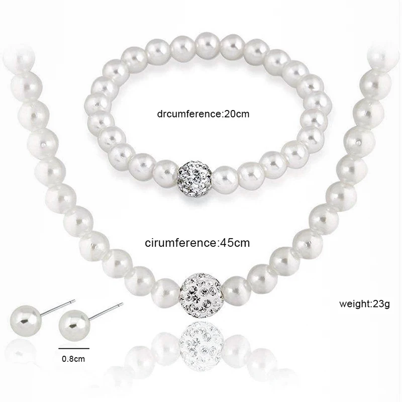 Набор из ожерелья браслета и сережек CKW с натуральным белым жемчугом Женский