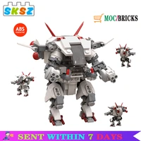 battle armor white rabbit gatling robot game simulation model building blocks anime figure diy bricks children moc figure gifts
