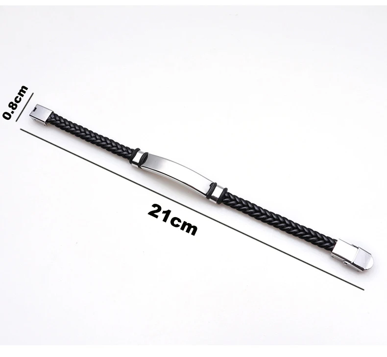 Панк Braclets очарование черный человек браслеты с плетеной кожей из нержавеющей