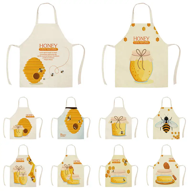 

Kitchen Natural Honey Moon Bee Apron Sleeveless Apron Woman Kitchen Apron Woman Cooking Baking Bib Cleaning 68*55 Cm Delantal