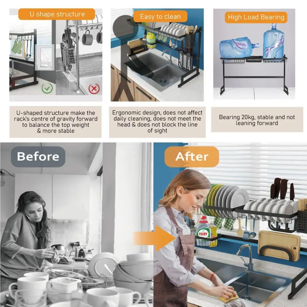 Нержавеющая сталь над раковиной сушилка для посуды полка кухни столешница