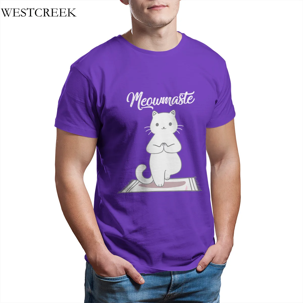 

Wholesale Men's T-Shirt Yoga Cat Meowmaste Namaste T-Shirt Punk Anime Cool Custom T-Shirt 30410