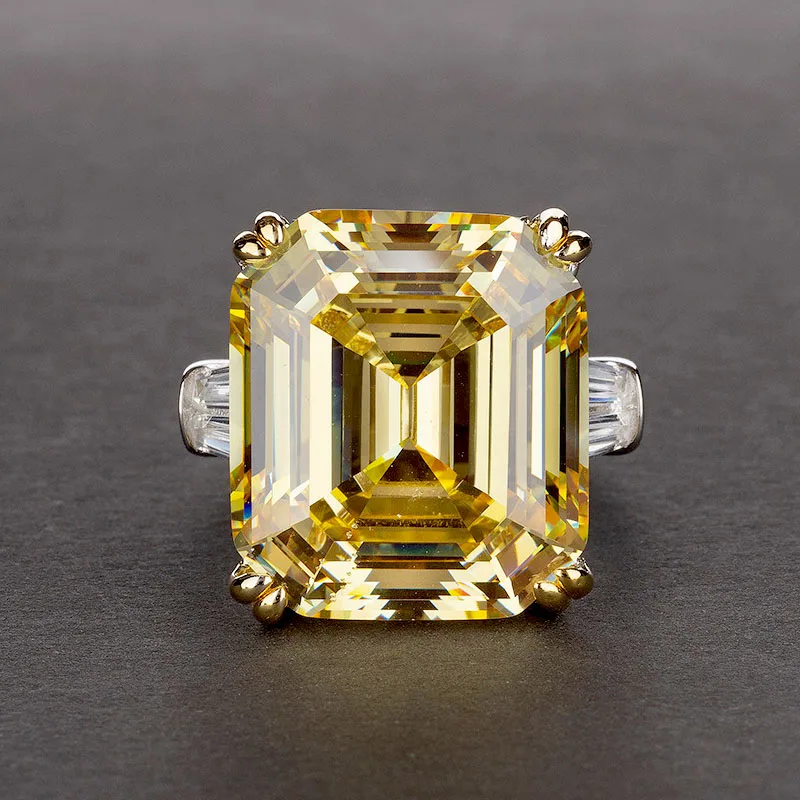 Настоящее серебро 925 проба Изумрудное кольцо 14 карат 14x16 мм Moissanite драгоценный камень коктейльные кольца для женщин Свадебные украшения подарки