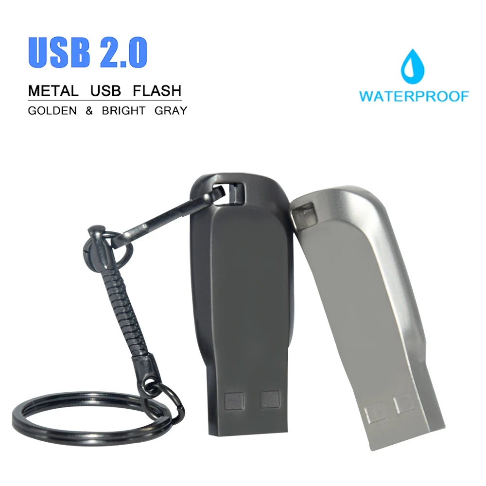 

metal USB2.0 metal Waterproof Keychain USB Flash Drives pen drive 64GB 32GB 16GB 4GB 128gb memory stick U disk 10pcs custom logo