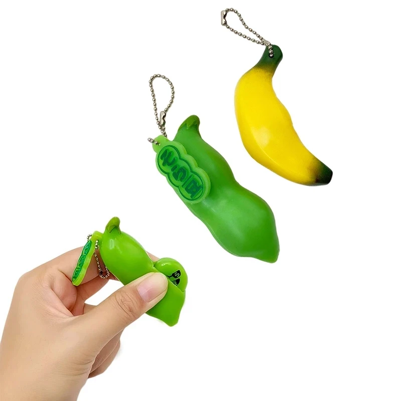 

Squishy Toys Infinite Squeeze Fruit Edamame Expression Chain Key Pendant Ornament Stress Relieve Decompression Toys Antistress