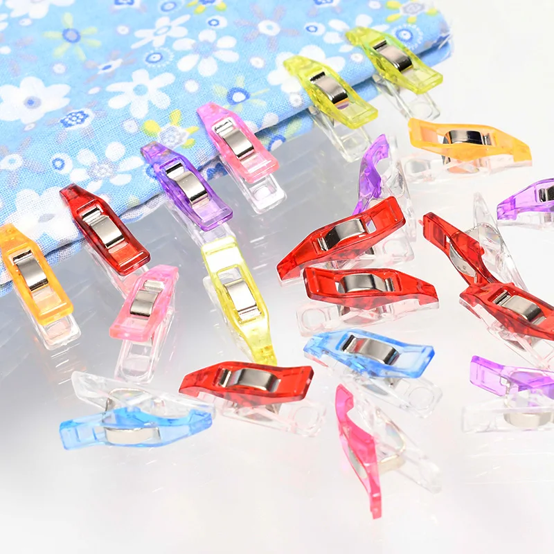 

100 pcs Mini Sewing Plastic Clips Patchwork Fabric Quilting Supplies High Quality sewing Clip 27*7*12mm