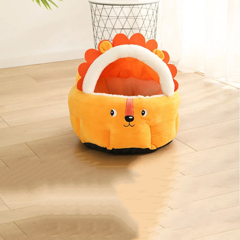 

Cute Lion Series Kennel Cat Kennel Closed Warm Kitty House Small Dog Nest Puppy Mat Pad Sofa Cushion Washable Pet Furniture Cage