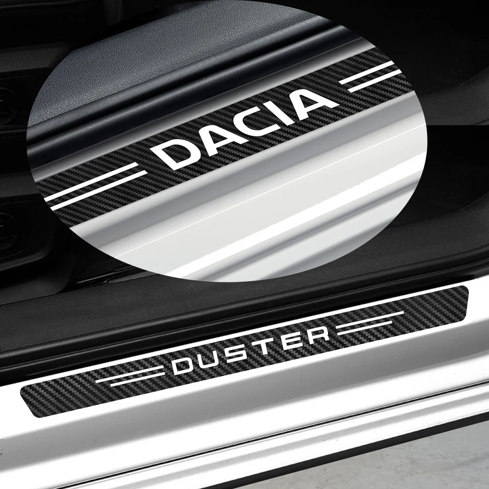 

4PCS Car Door Sill Sticker For Dacia Duster 1.0 Tce Turbo GPL Logan Sandero R4 Xplore Lodgy Auto Accessories Carbon Fiber Decal