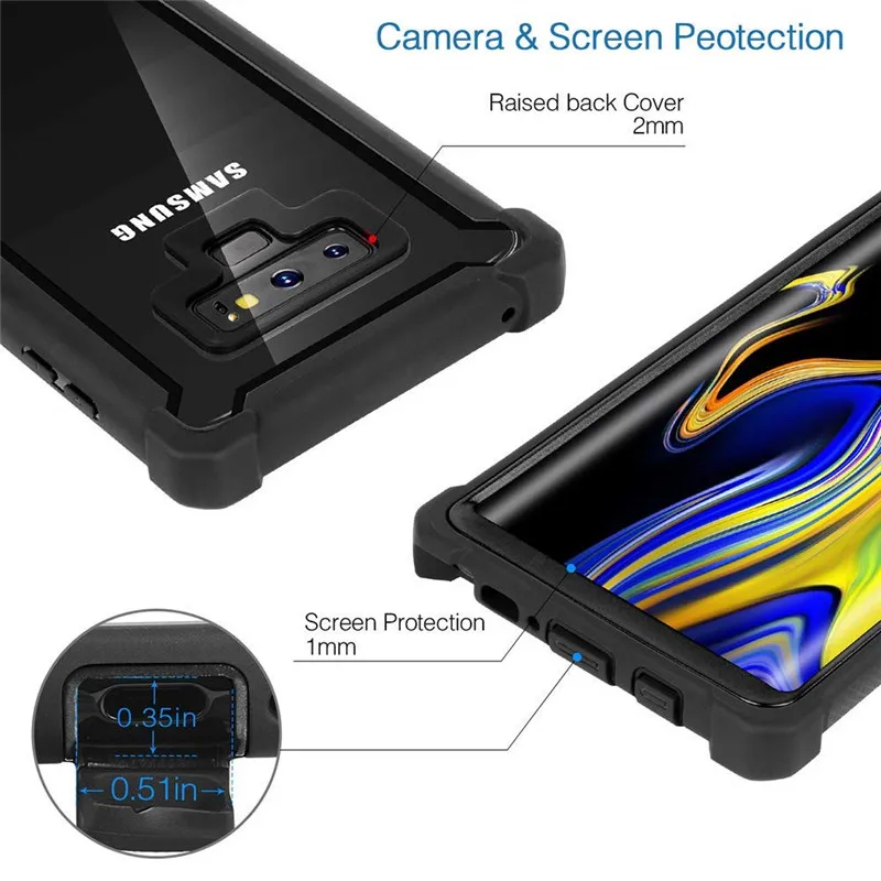 Heavy Duty Protection PC+TPU Clear Case for Samsung Galaxy A32 A42 A52 72 4G 5G A11 A21 A31 A02 A02S Shockproof Sturdy Cover