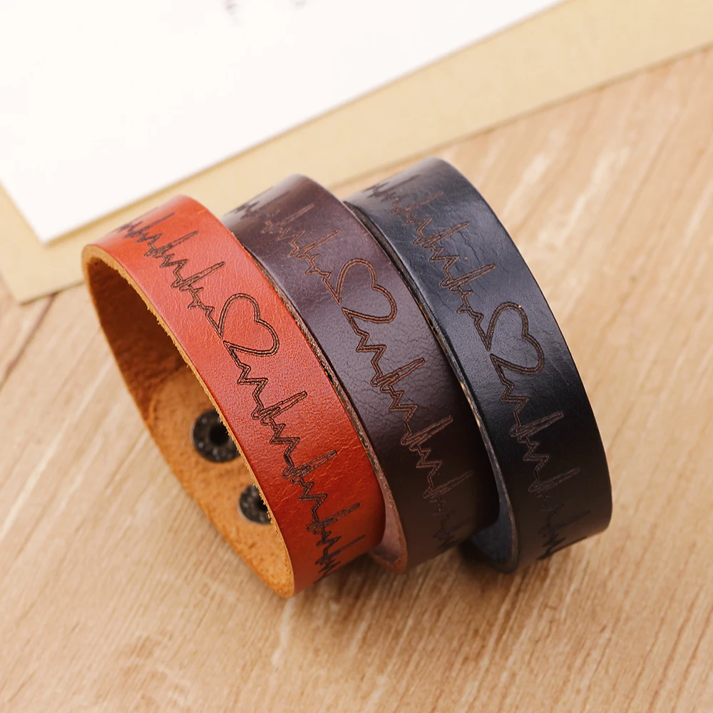 Wholesale Retro Cuff Multifuncti Leather Bracelet Men British style Ruler Cowhide Leather Charm Bracelet Friend Gift
