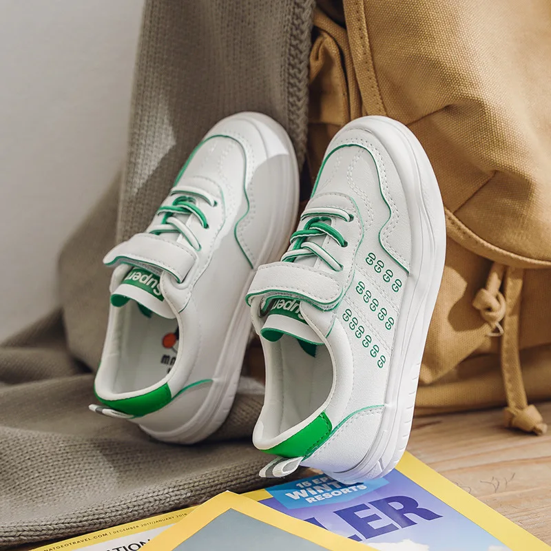 

Детские кроссовки для мальчиков и девочек, модная спортивная обувь, брендовая повседневная кожаная водонепроницаемая обувь для бега, весна...