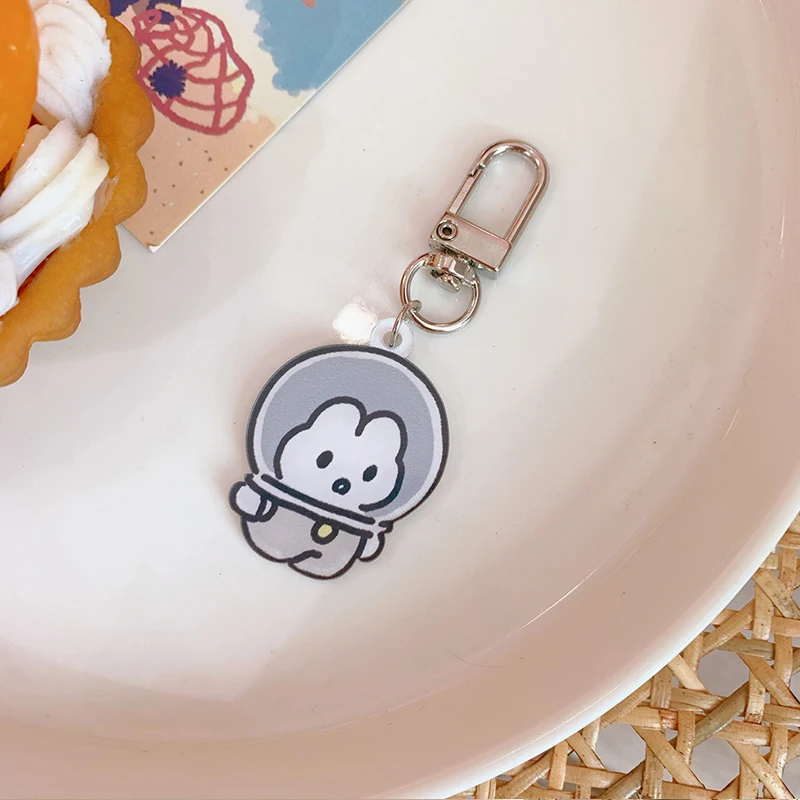 

Cute Bear Keychain Rabbit Cartoon Animal Keyring for Women Bag Pendant Acrylic Key Chain Charm Airpods Keyfob Jewelry Gift