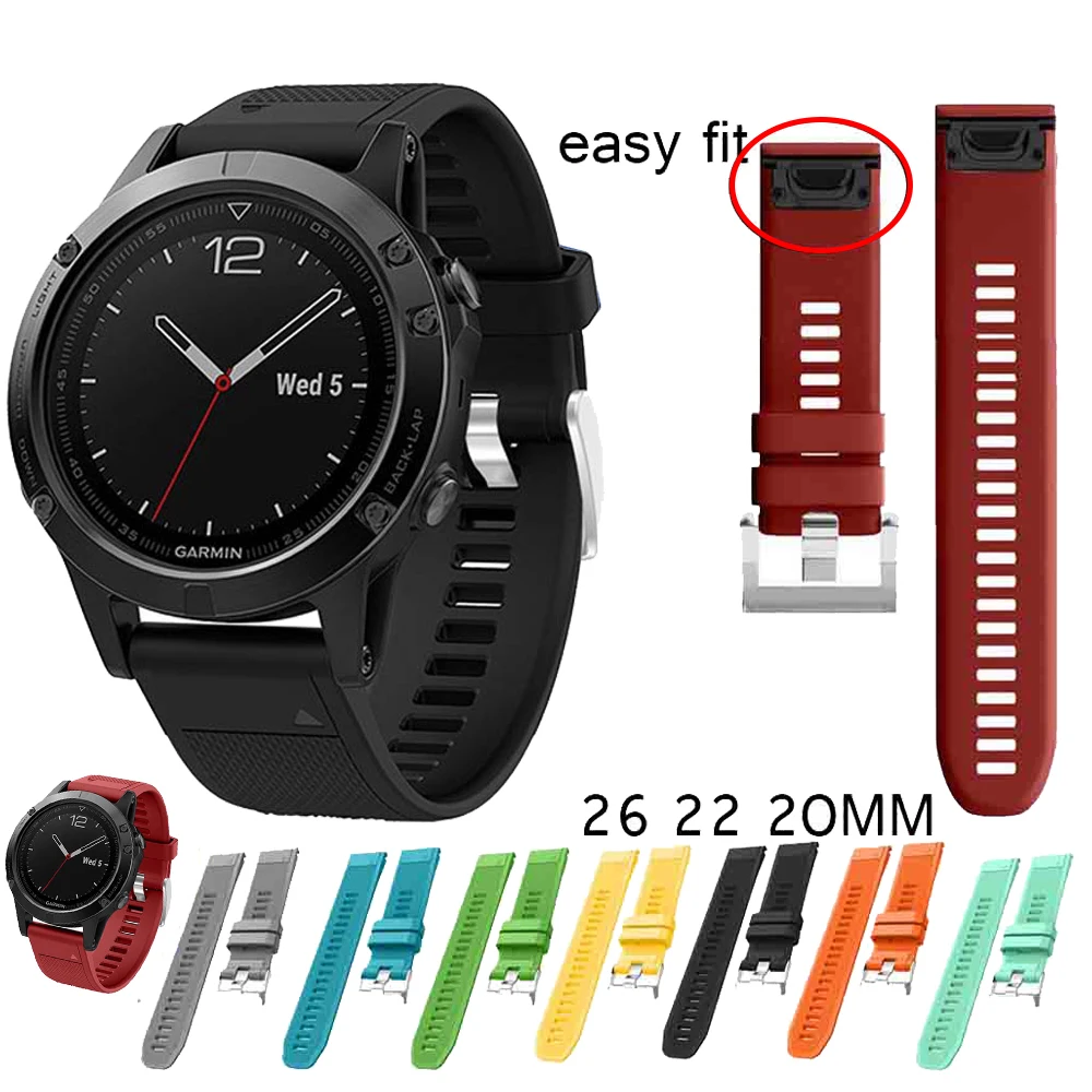 Ремешок для смарт часов Garmin Fenix 5/5 Plus быстросъемный силиконовый ремешок 6 Forerunner