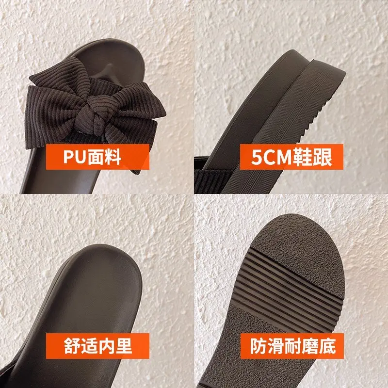 

Flat Shoes Female Womens Slippers Outdoor Slides Fashion Butterfly-Knot Pantofle Med Platform Luxury Soft 2021 Summer PU Butterf