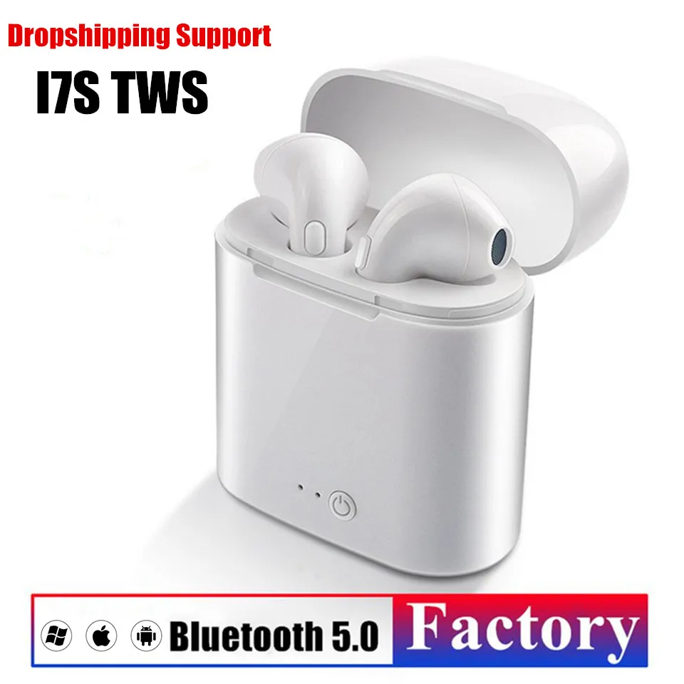 I7S TWS Bluetooth наушники V5.0 мини беспроводные наушники стерео Спортивная гарнитура для iPhone IOS Sumsung Android Заводская распродажа