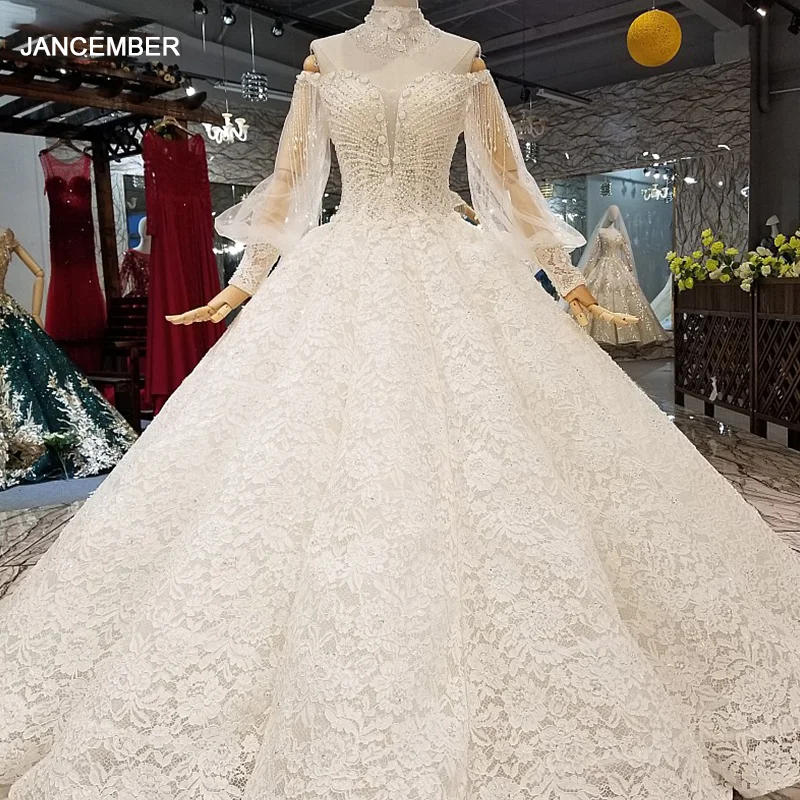 LS250036 роскошное свадебное платье с воротником и цепочкой открытыми плечами