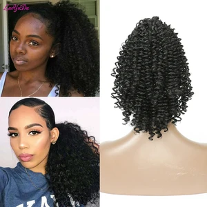 LUOYUDU Afro Puff Chignon Hair Clip Synthetic Ponytail Hair Extensions Short Drawstring Kinky Curly Pony Tail Hair Clips 2021