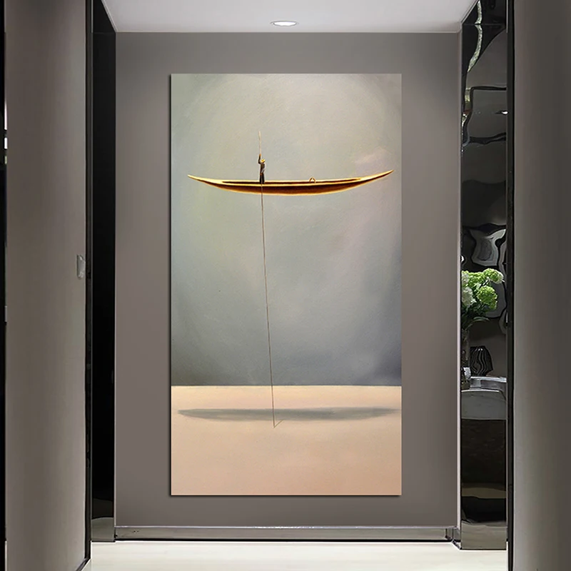 С сусальным золотом лодка Куадрос холст Картины абстрактные природный пейзаж