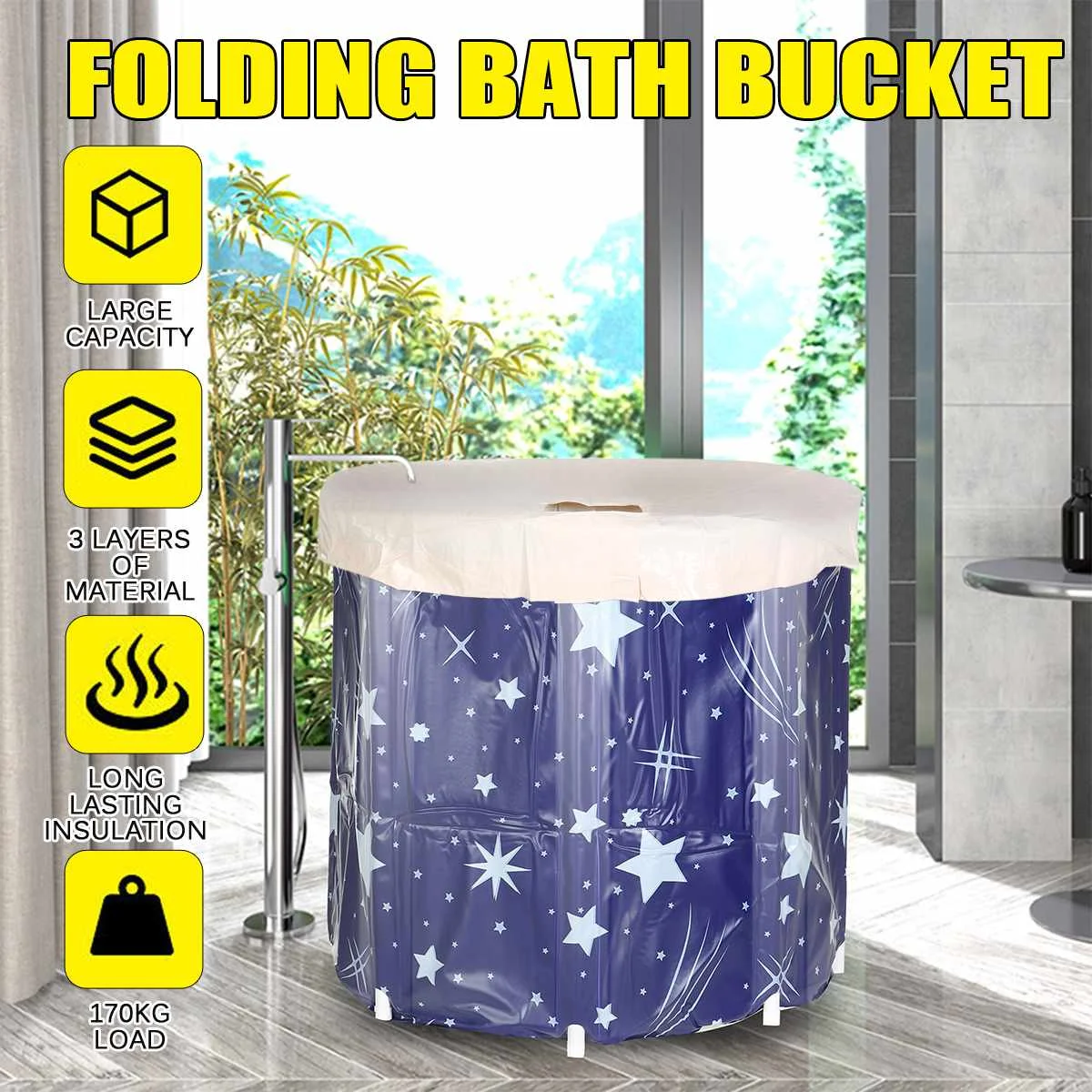 

Складная Ванна Portable120-150L дома утолщенной взрослых надувная Ванна дома один массажа и спа-бассейн Пластик ковш для купания