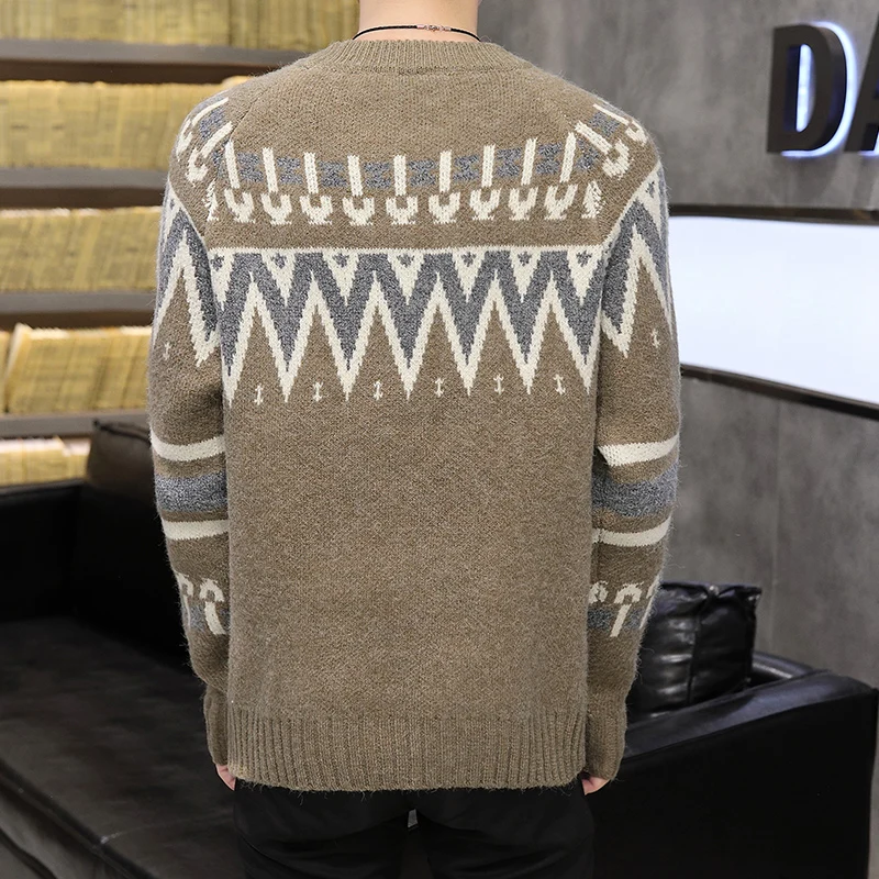 

Men Autumn Winter jacquard comfortable Knitting sweater O-neck Casual Men's Sweaters