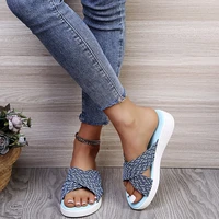 2021 womens slippers european style summer new woven sandals plus size womens leisure flat heel slippers female sandals