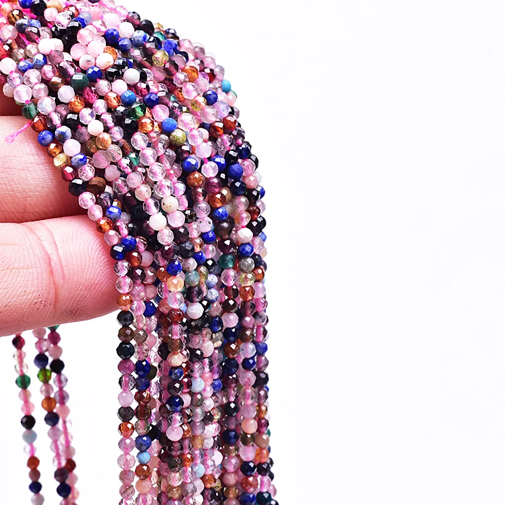 Asingeloo 2 мм натуральный Граненый Цвет турмалиновый камень бусины для изготовления