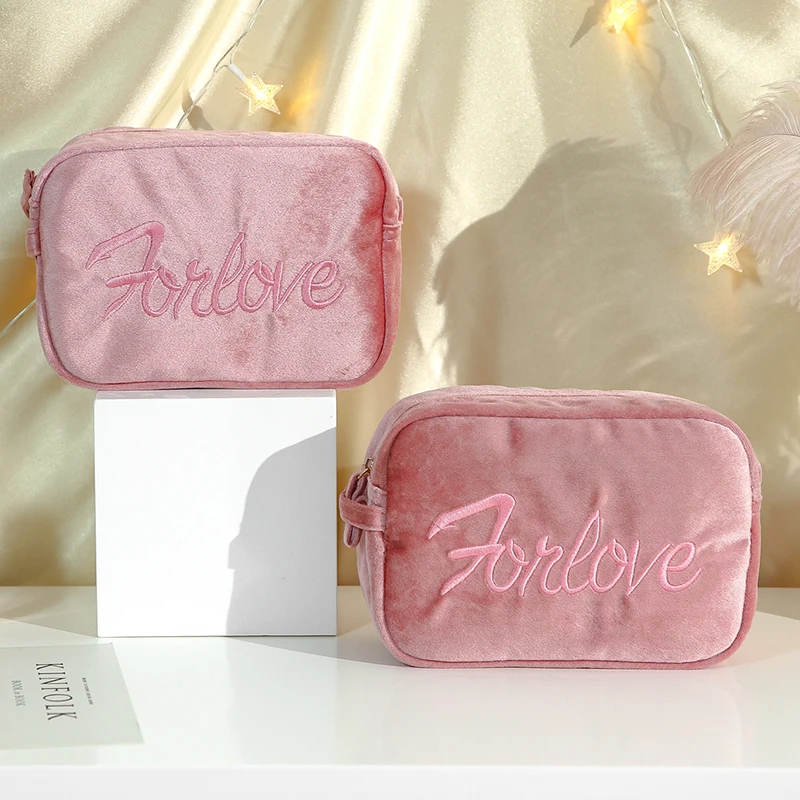 M розовые женские бархатные сумки для хранения косметических помад таможенные